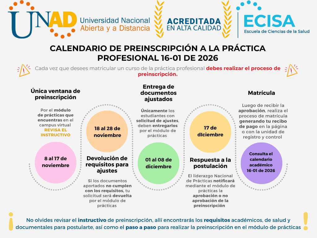 Calendario de preinscripción a la práctica profesional período académico 16-01 de 2026 Image